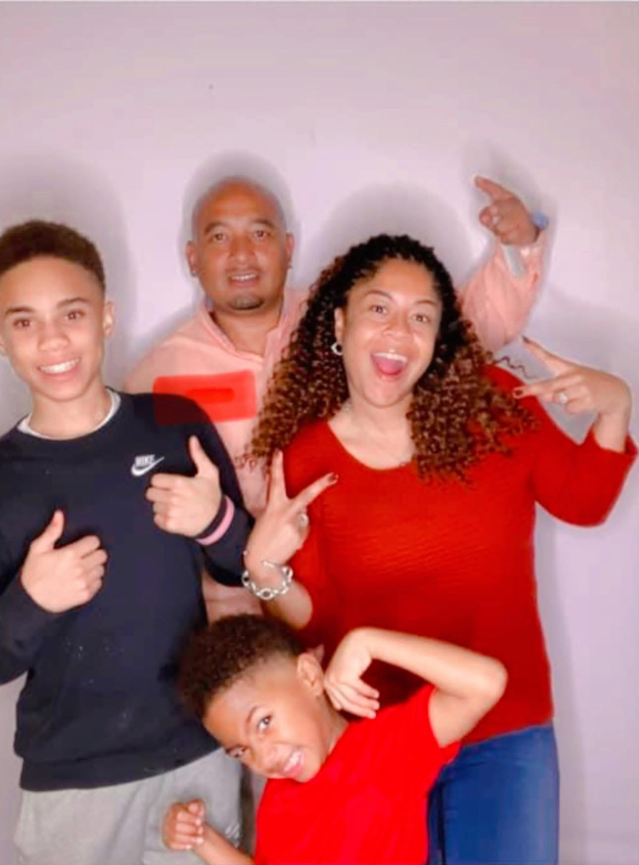 Angela having fun with her family